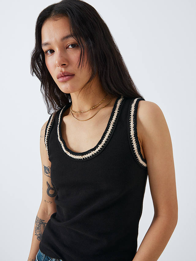 AND/OR Dari Embroidered Vest Top, Black
