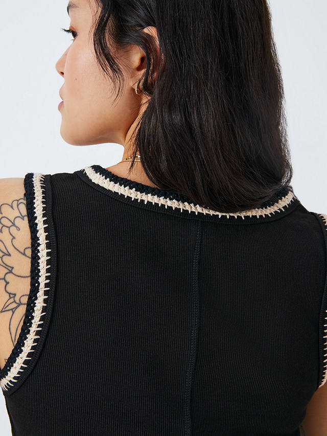 AND/OR Dari Embroidered Vest Top, Black