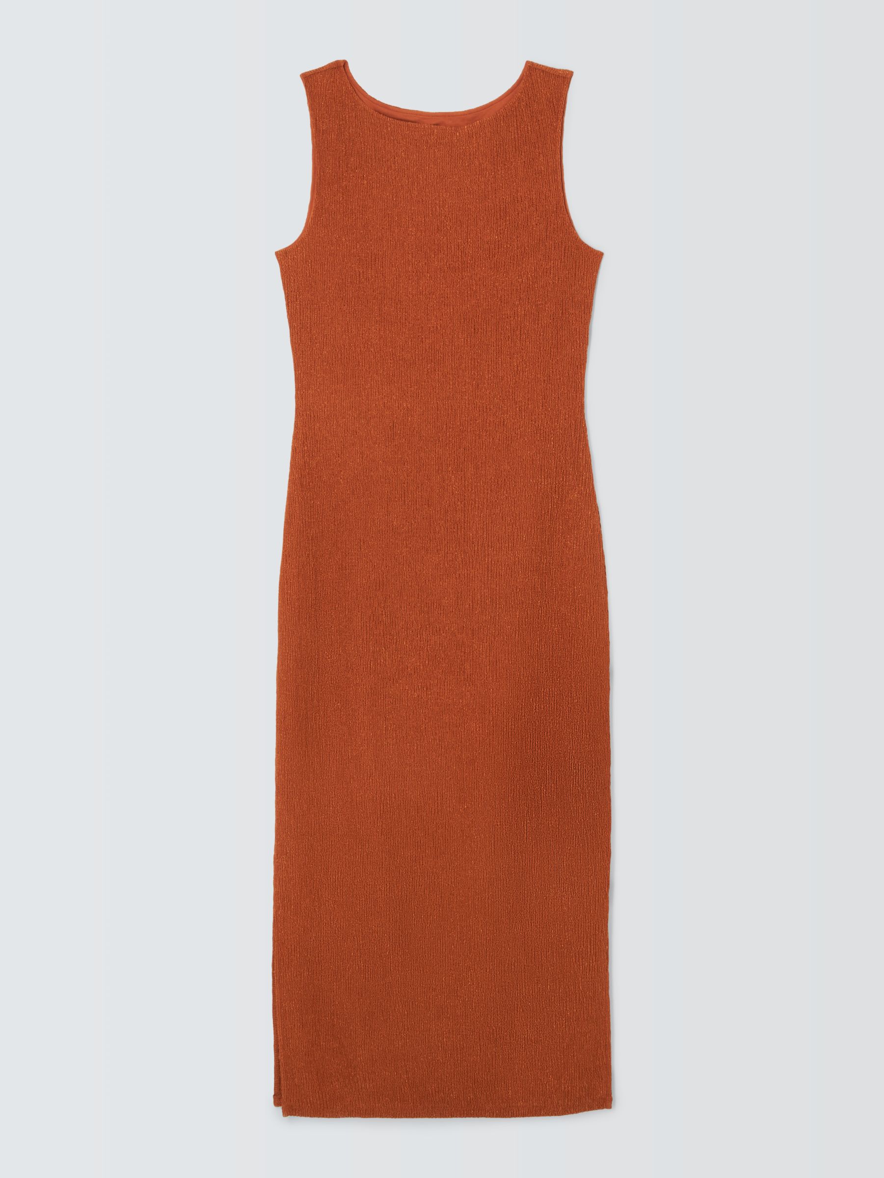 John Lewis Crinkle Jersey Dress, Dark Orange, 18