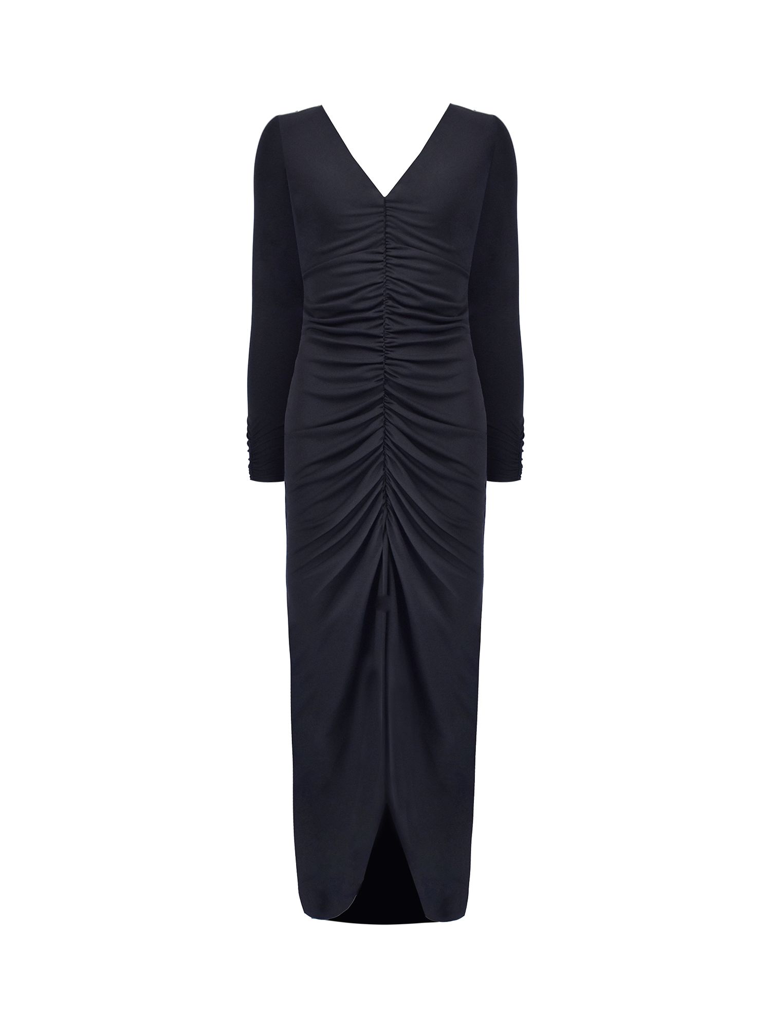 Ro&Zo Jersey Ruched Front Midi Dress, Black at John Lewis & Partners