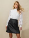 Ro&Zo Leather Mini Skirt, Black
