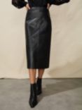 Ro&Zo Leather Midi Skirt, Black