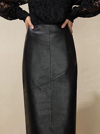 Ro&Zo Leather Midi Skirt, Black