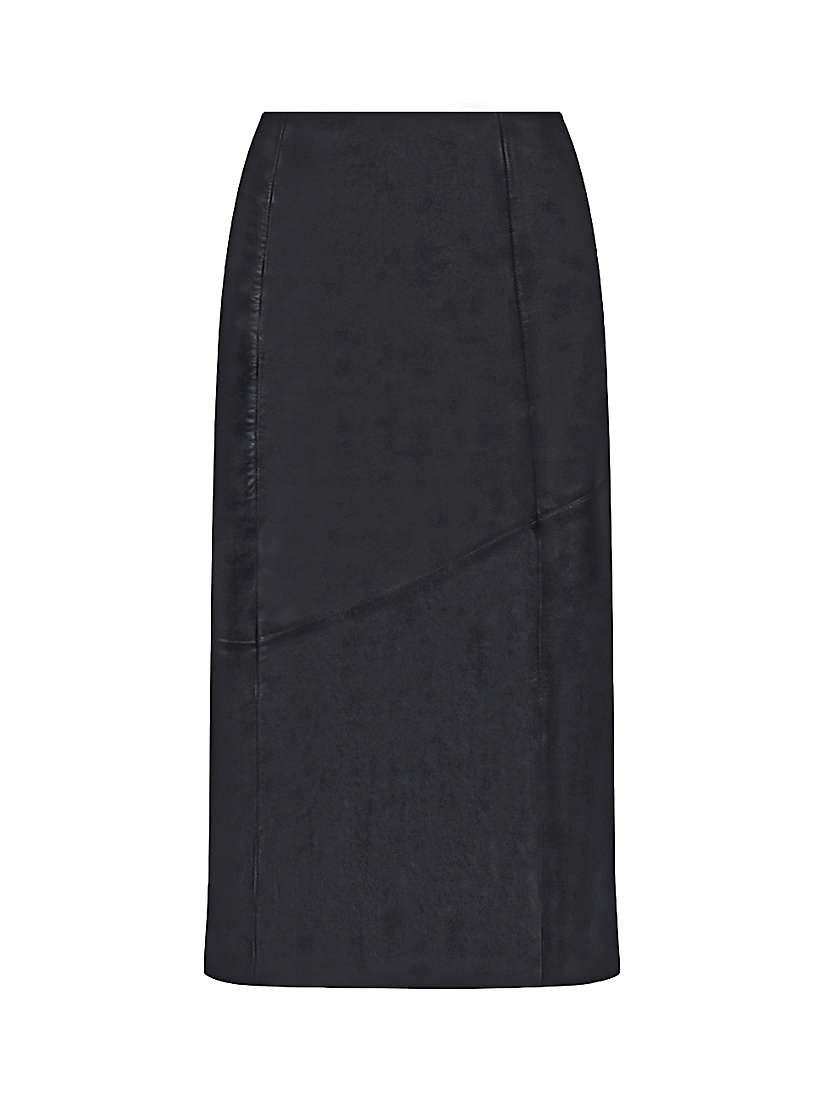 Buy Ro&Zo Leather Midi Skirt, Black Online at johnlewis.com