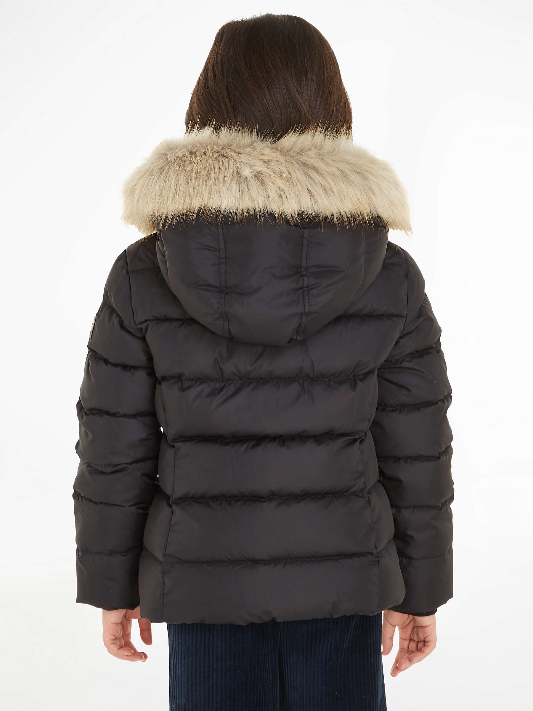 Buy Tommy Hilfiger Kids' Fur Hood Puffer Jacket, Black Online at johnlewis.com