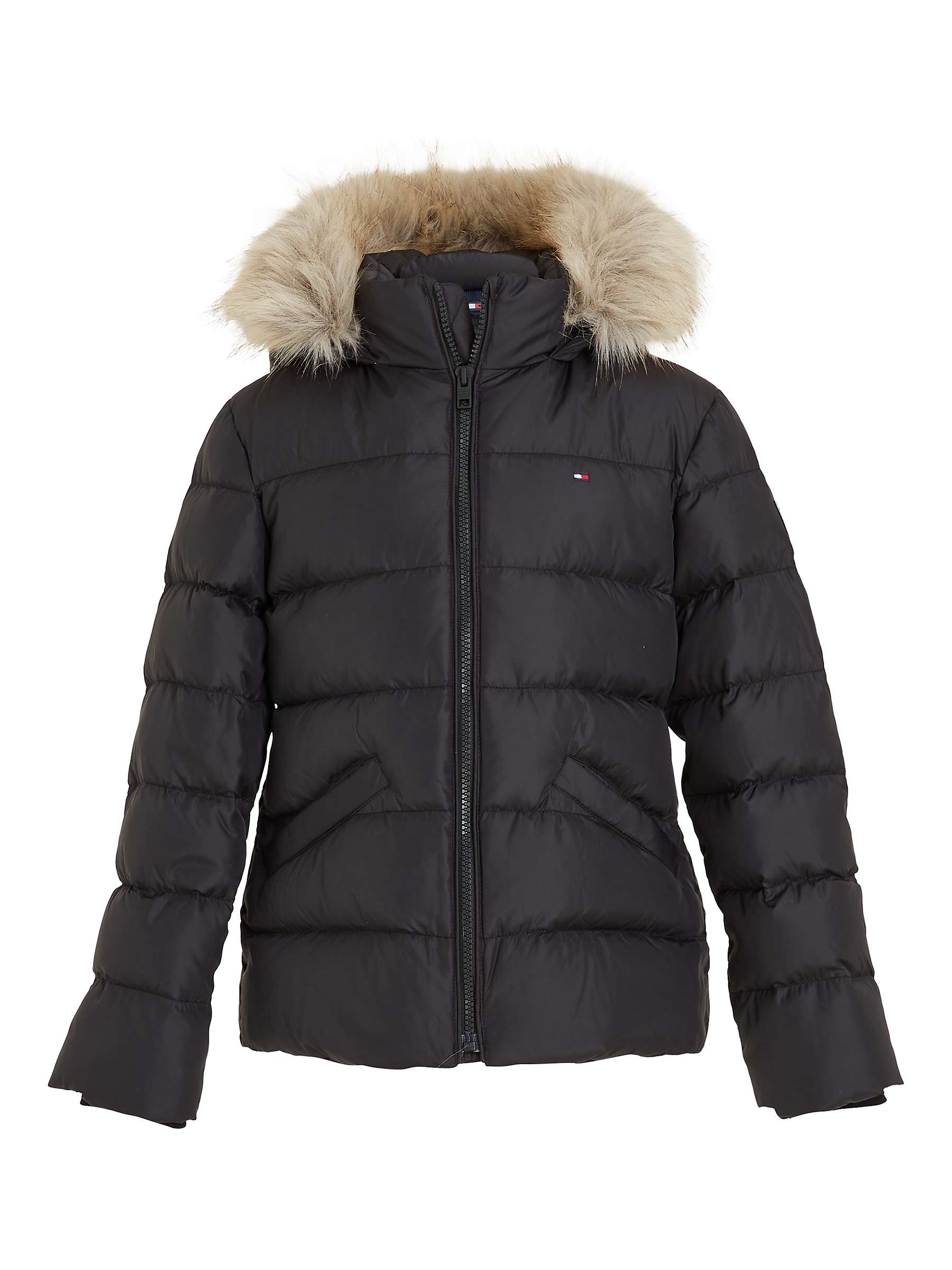 Buy Tommy Hilfiger Kids' Fur Hood Puffer Jacket, Black Online at johnlewis.com