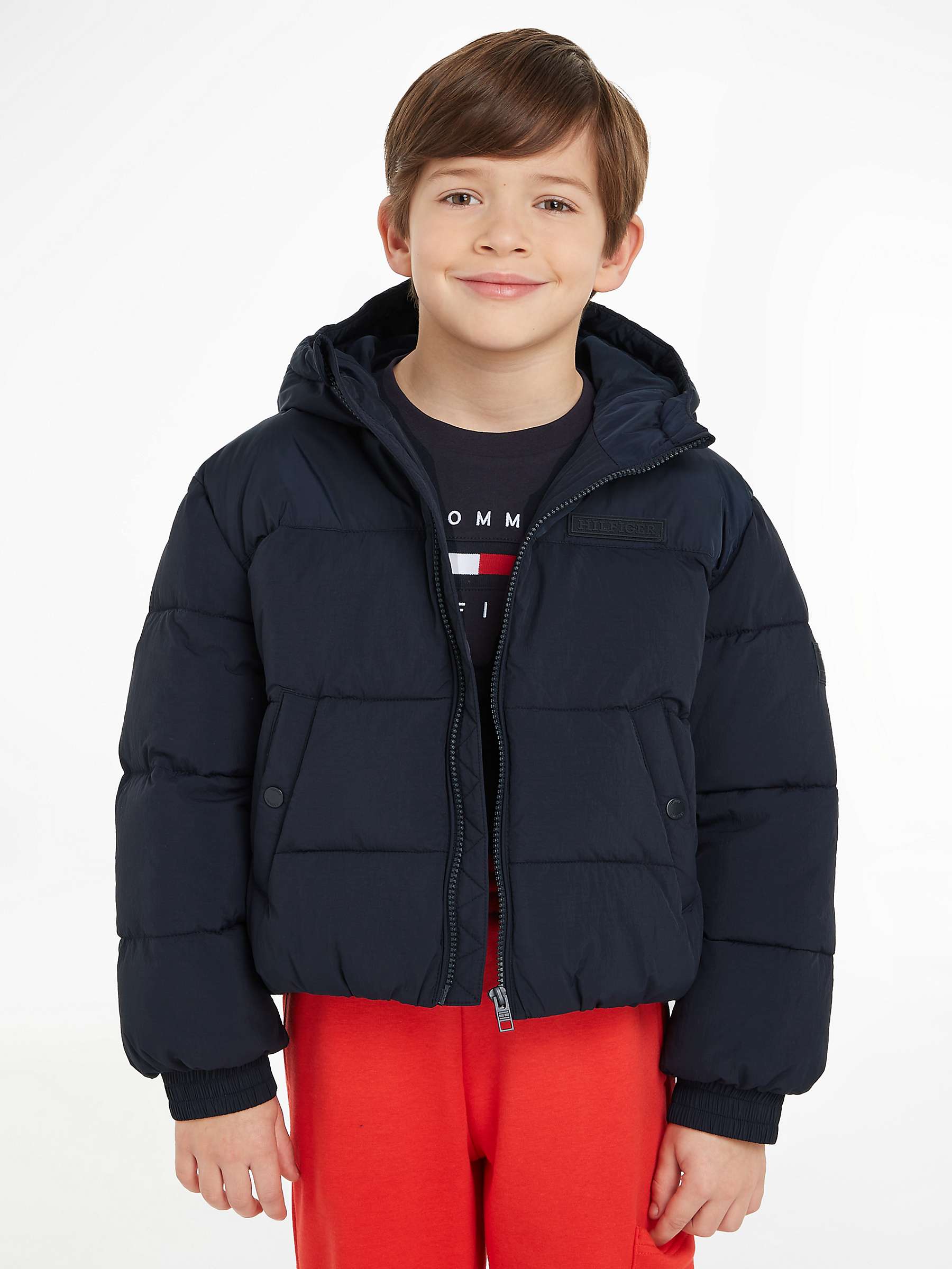 Buy Tommy Hilfiger Kids' New York Hooded Puffer Jacket, Desert Sky Online at johnlewis.com