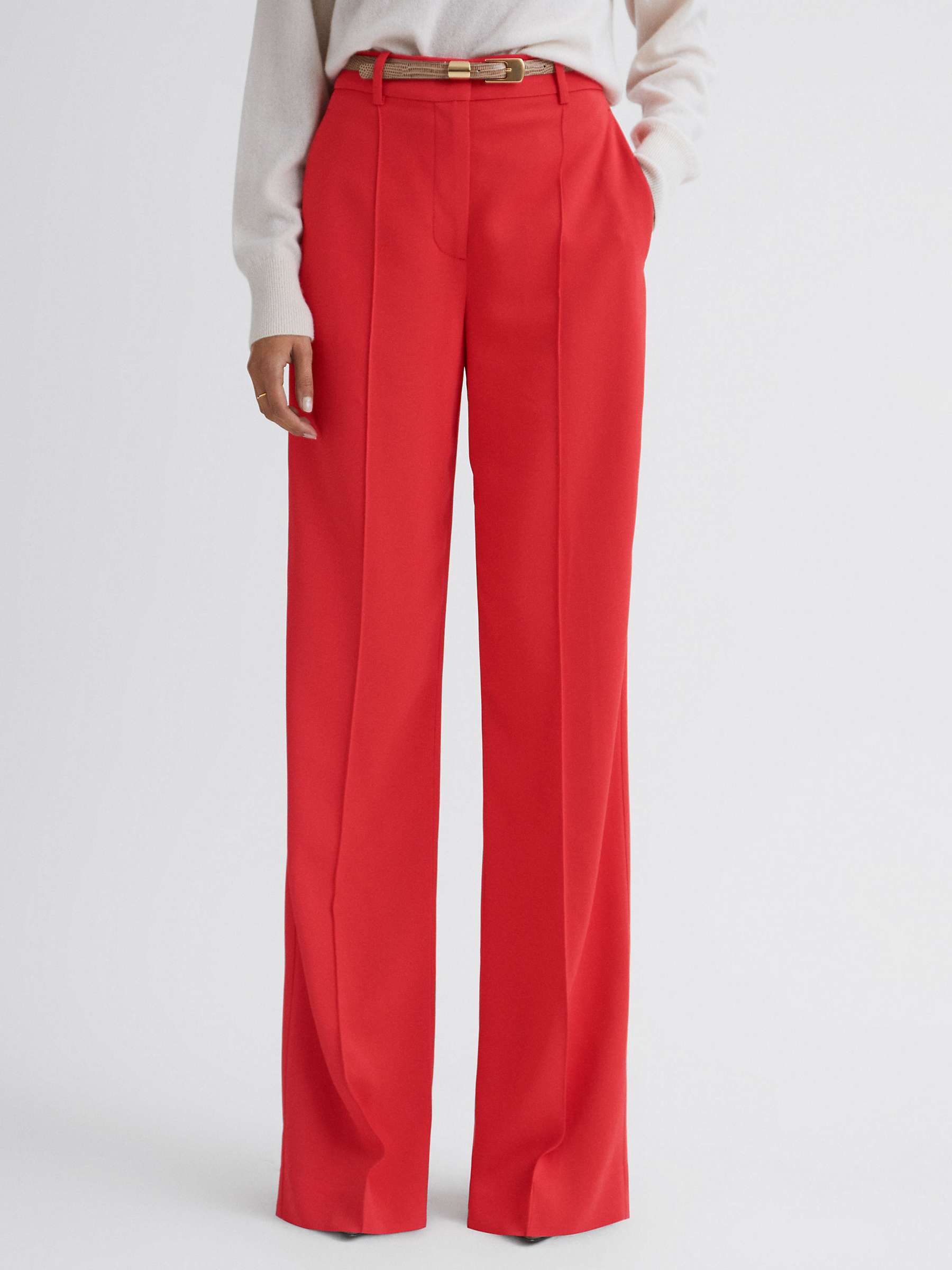 Buy Reiss Cara Wide Leg Trousers, Coral Online at johnlewis.com
