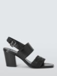 AND/OR Japonica Leather Woven Strap Stacked Heel Sandals, Black