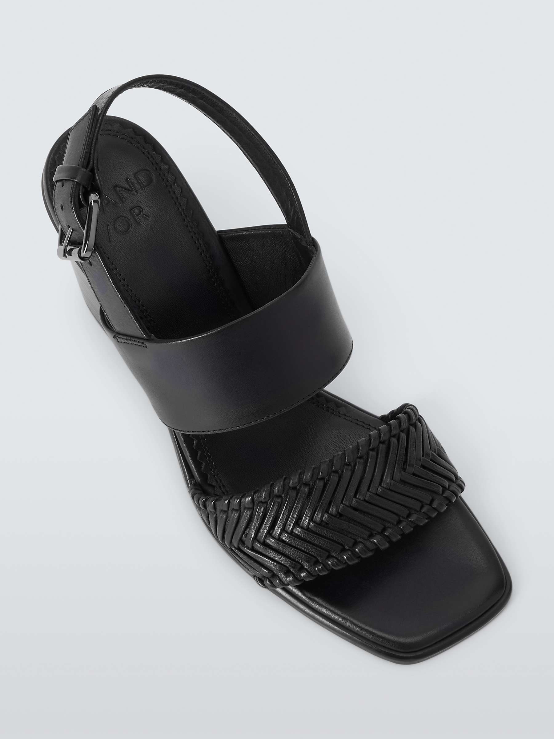 Buy AND/OR Japonica Leather Woven Strap Stacked Heel Sandals, Black Online at johnlewis.com
