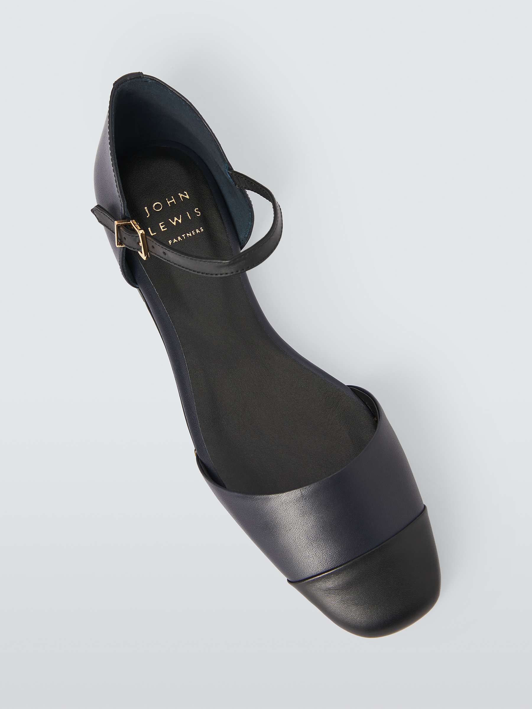 Buy John Lewis Harrie Leather Toe Cap Open Ballerina Pumps, Navy/Black Online at johnlewis.com
