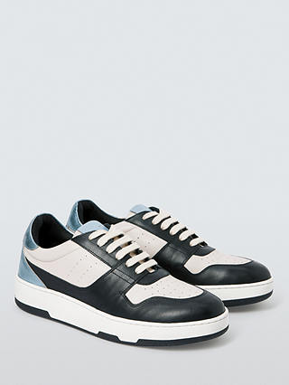 AND/OR Eave Leather Lace Up Trainers, Blue/Black/White