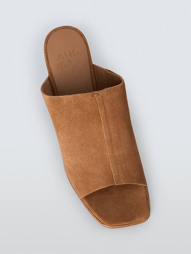 AND/OR Immie Suede Soft Casual Heel Mule Sandals, Whiskey