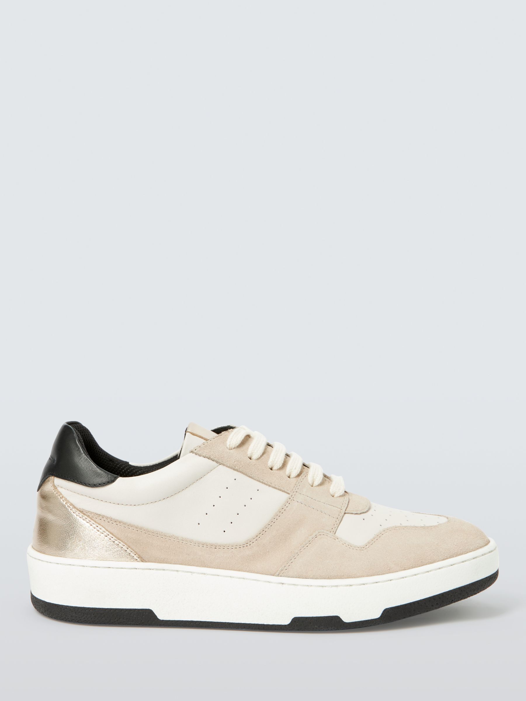 AND/OR Eave Leather Lace Up Trainers, Off White/Metallic, 3