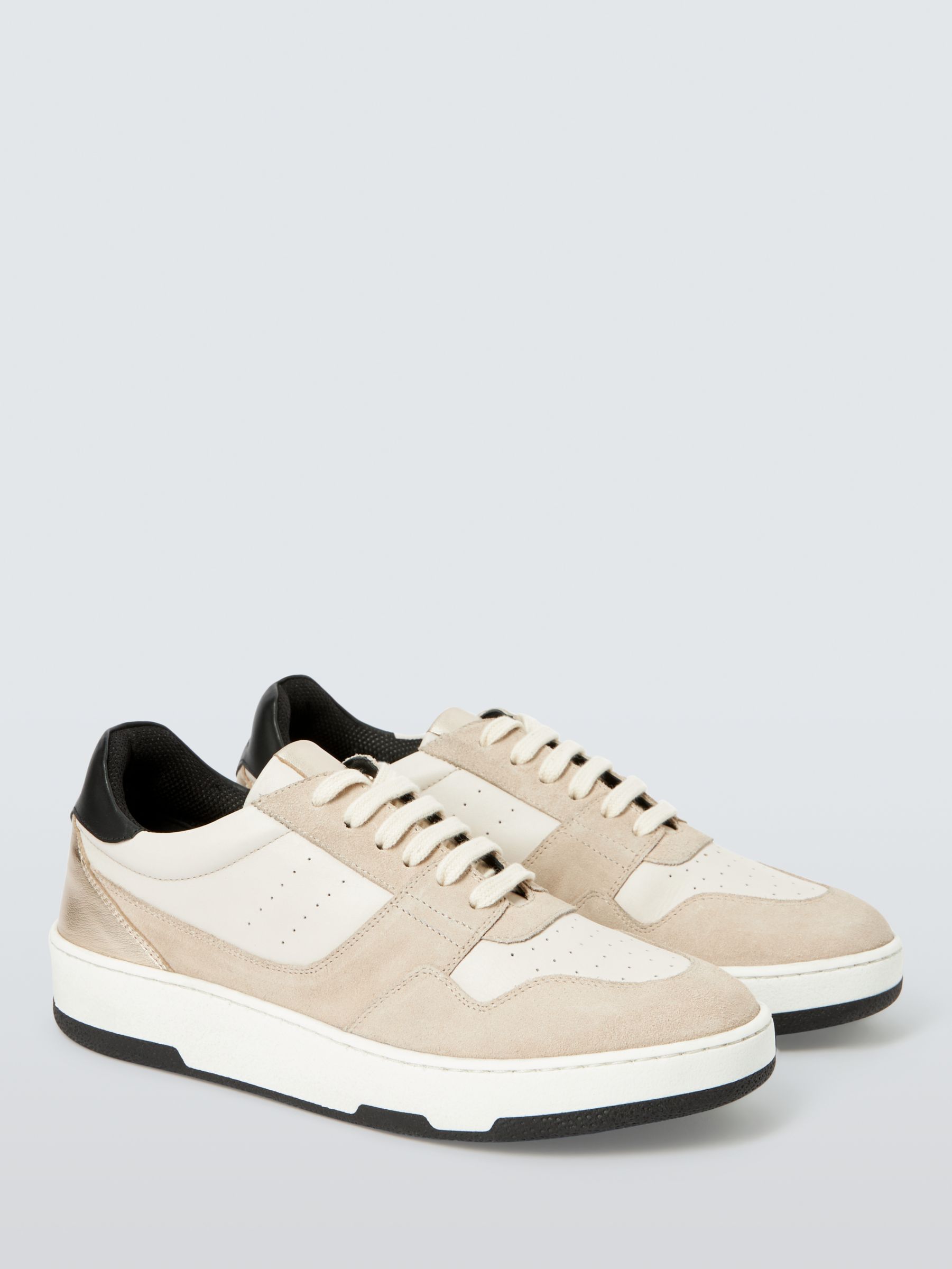 AND/OR Eave Leather Lace Up Trainers, Off White/Metallic, 3