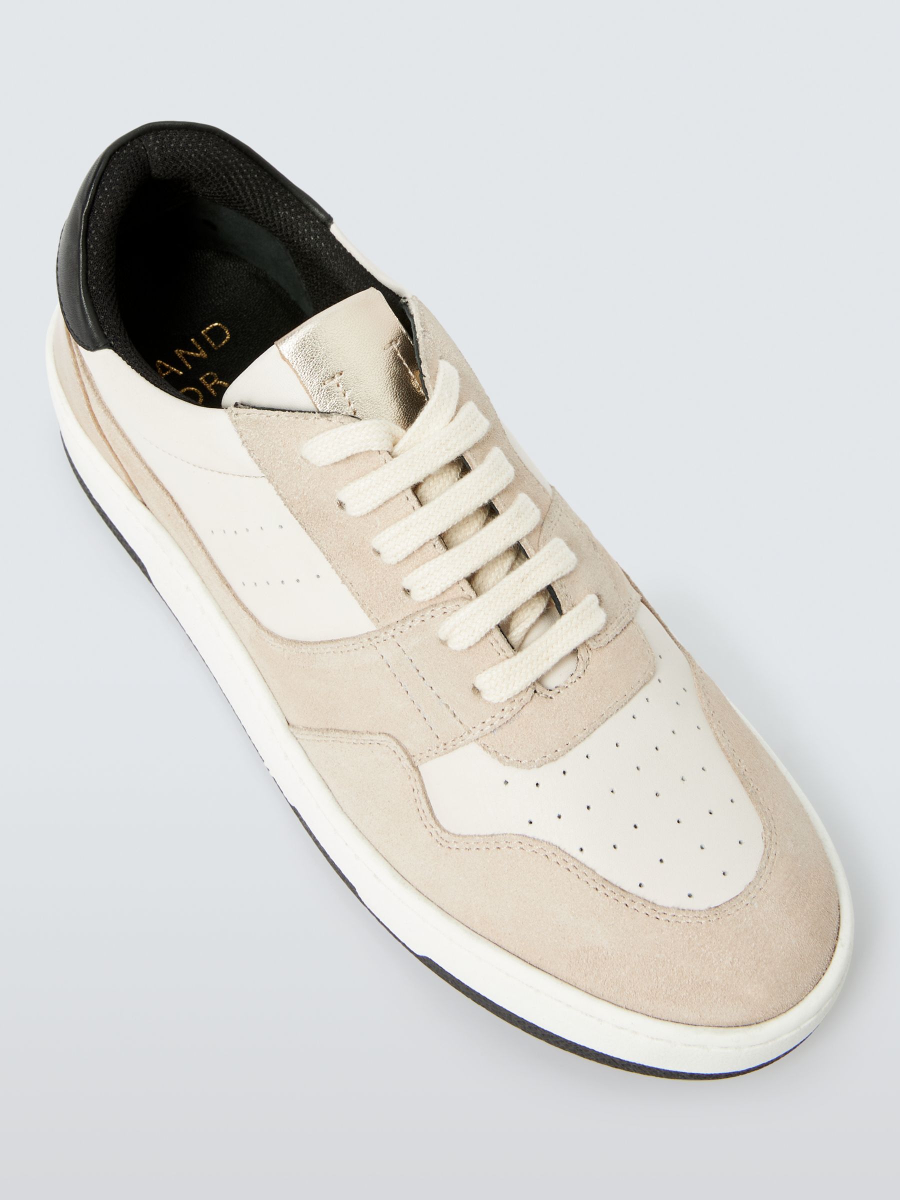 AND/OR Eave Leather Lace Up Trainers, Off White/Metallic, 3