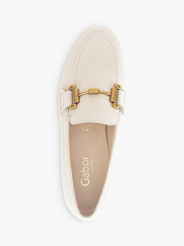 Gabor Destiny Wide Fit Leather Slip On Loafers, Crème