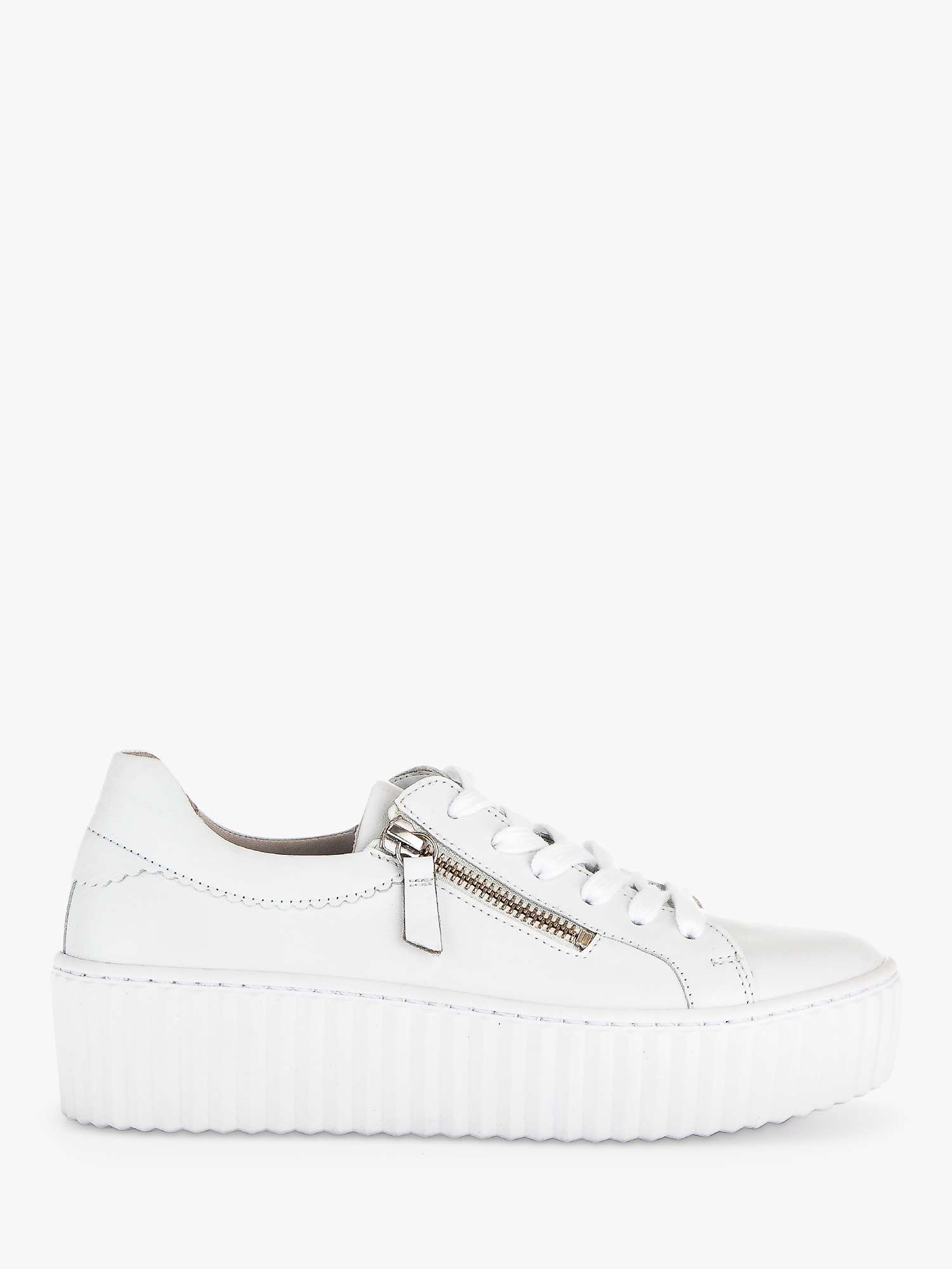 Buy Gabor Dolly Leather Zip Detail Trainers, White Online at johnlewis.com