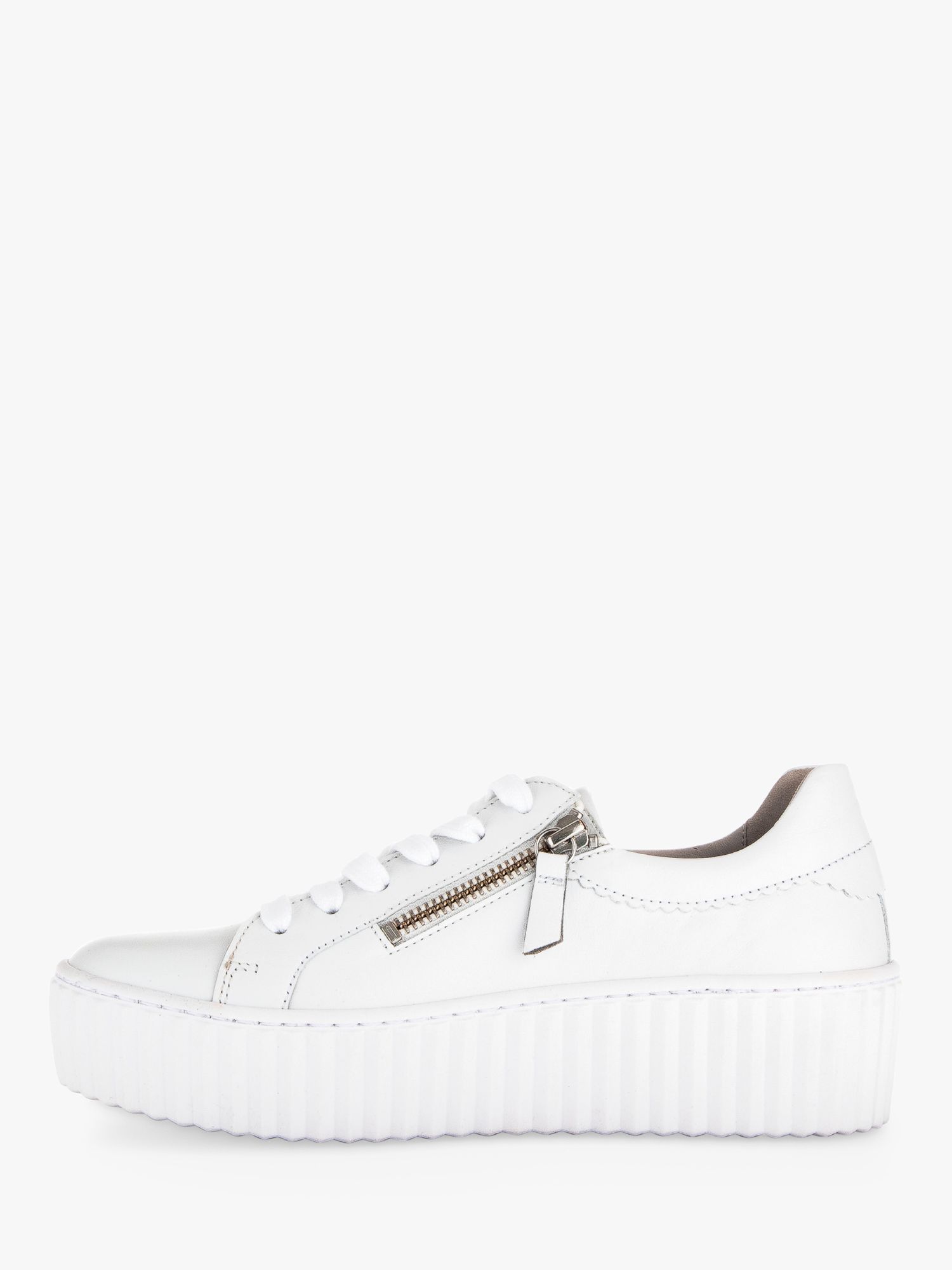 Gabor Dolly Leather Zip Detail Trainers, White, 6