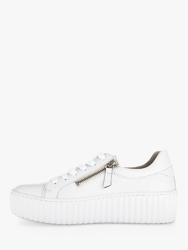 Gabor Dolly Leather Zip Detail Trainers, White
