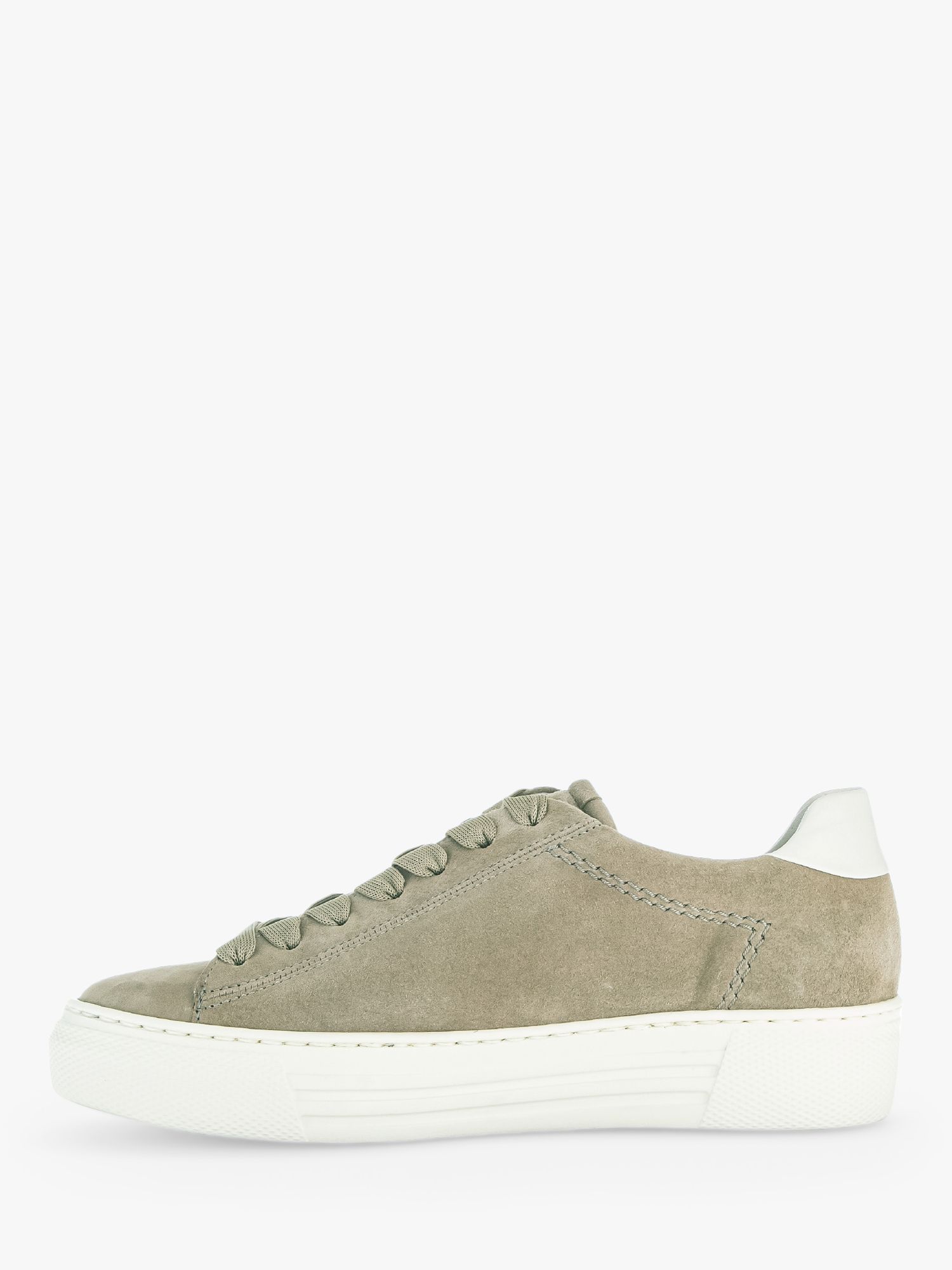 Gabor Wide Fit Camrose Suede Flatform Trainers, Green/White at John ...