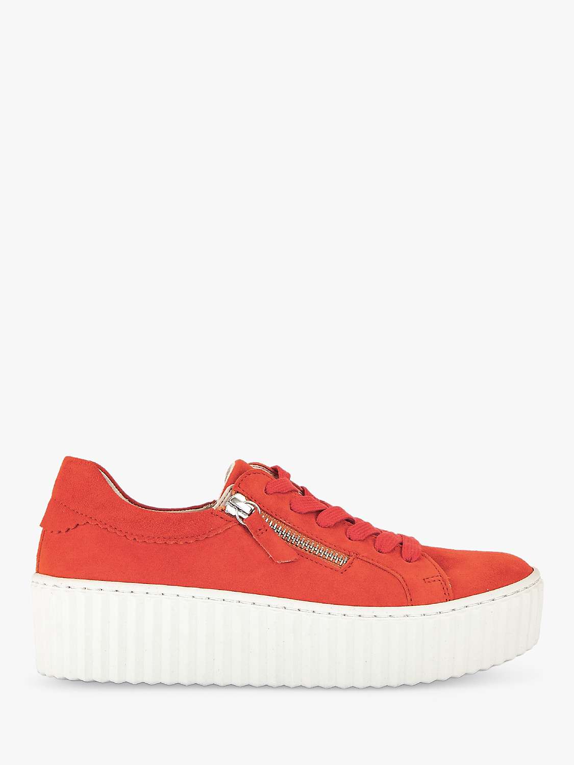 Buy Gabor Dolly Suede Zip Detail Trainers, Orange/White Online at johnlewis.com