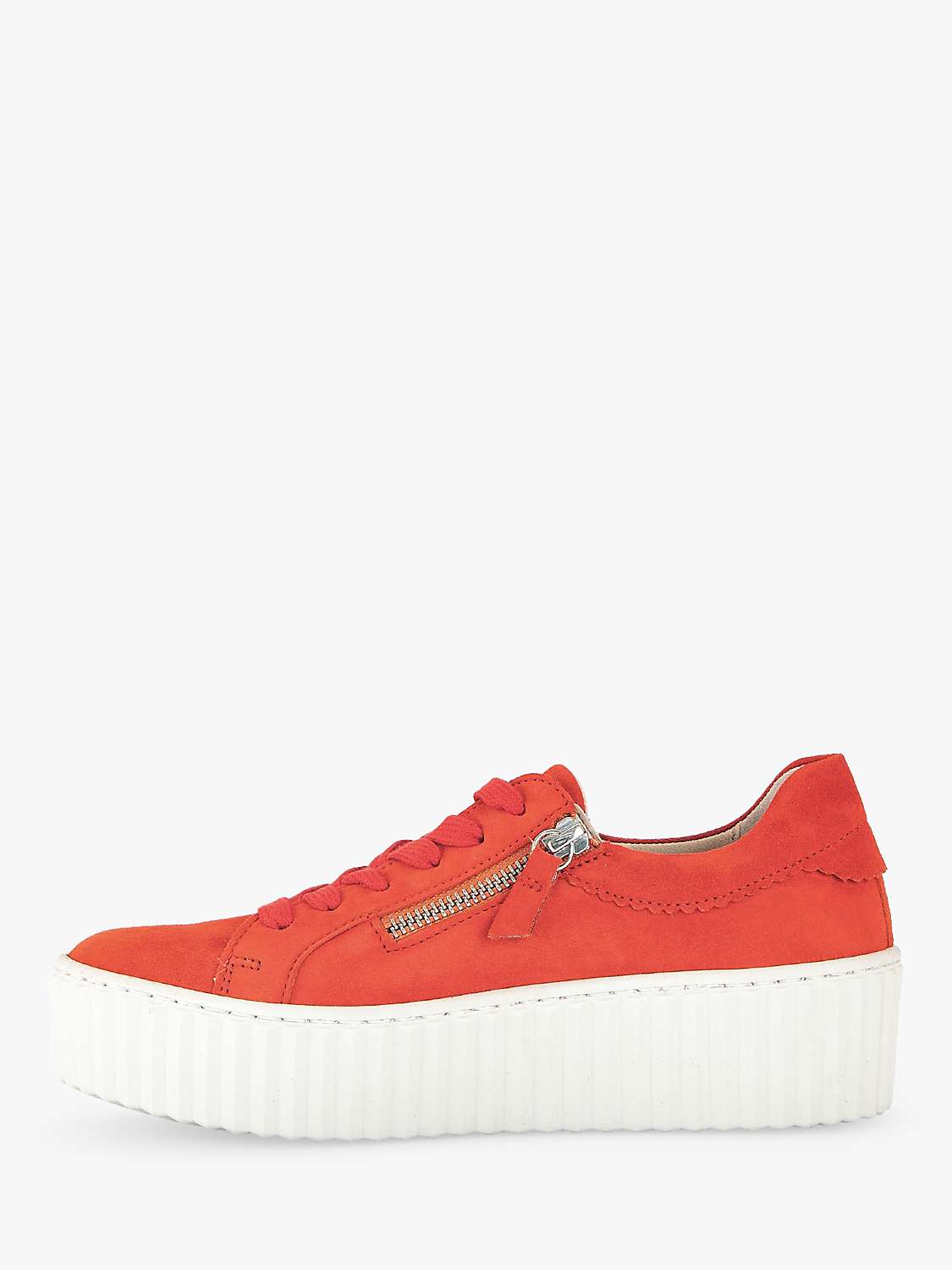Buy Gabor Dolly Suede Zip Detail Trainers, Orange/White Online at johnlewis.com