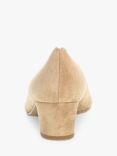 Gabor Wide Fit Gigi Suede Scalloped Edge Block Heel Court Shoes, Sand, Sand