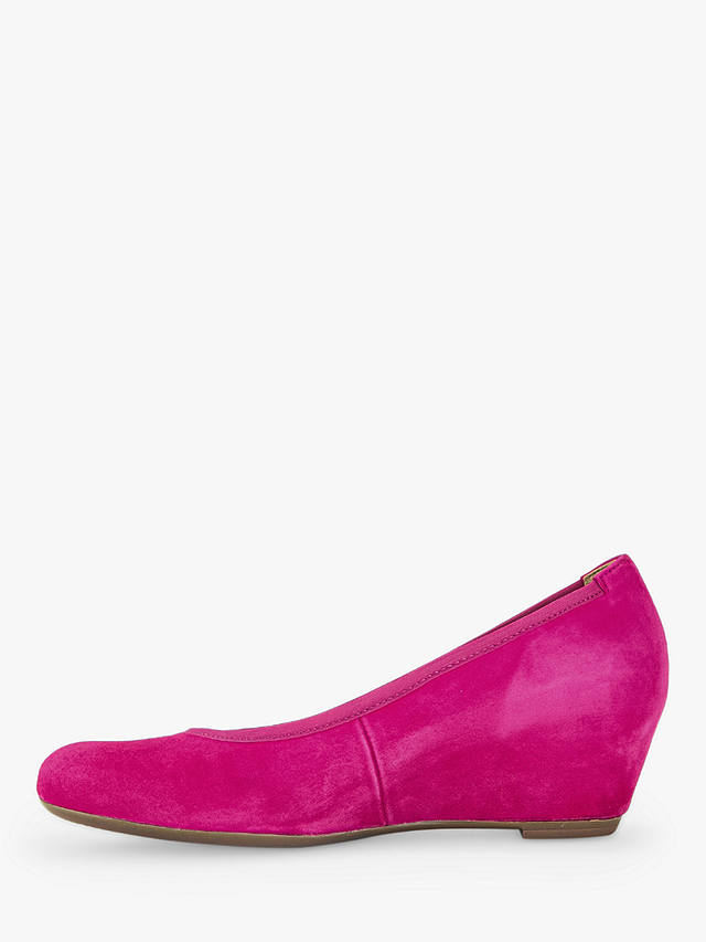 Gabor Fantasy Suede Wedge Heel Shoes, Pink