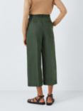 John Lewis Cropped Linen Trousers, Forest Green
