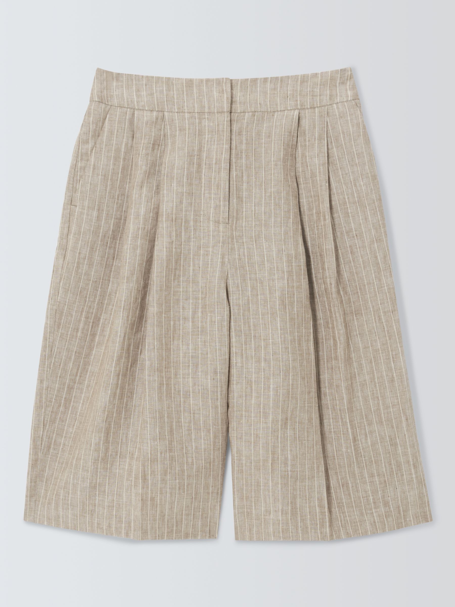 John Lewis Stripe Linen Shorts, Natural, 14