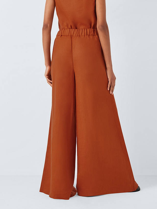 John Lewis Linen Palazzo Trousers, Dark Sienna