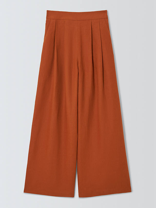 John Lewis Linen Palazzo Trousers, Dark Sienna