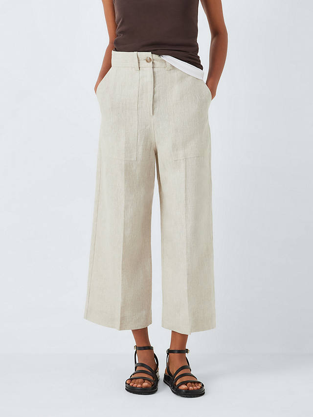 John Lewis Cropped Linen Trousers, Natural