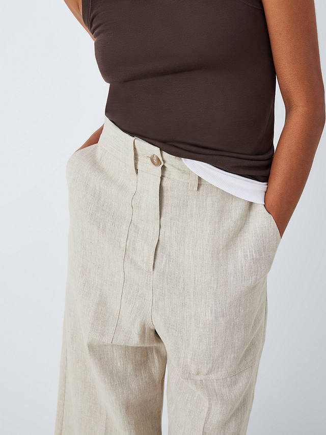 John Lewis Cropped Linen Trousers, Natural