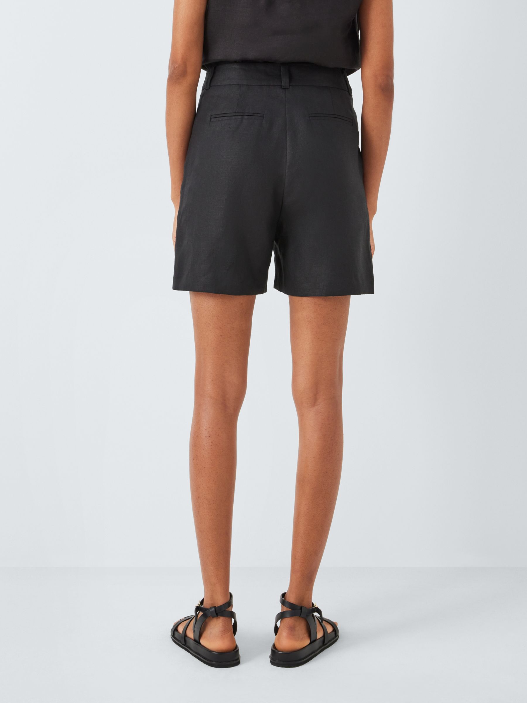 John Lewis Linen Shorts, Black, 8