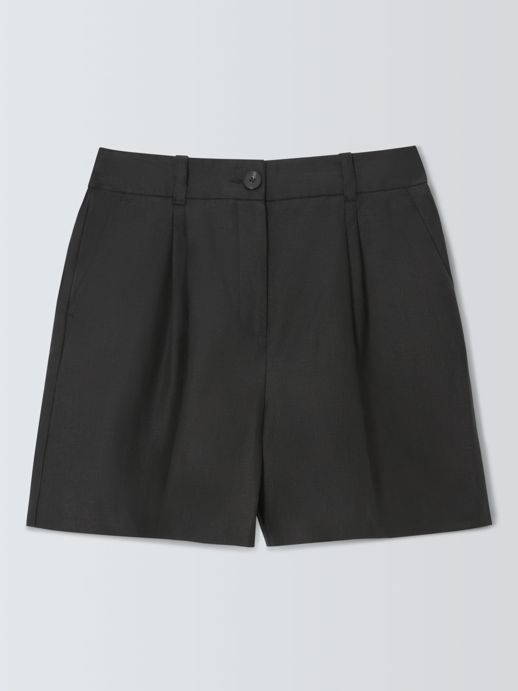 John Lewis Linen Shorts, Black, 8