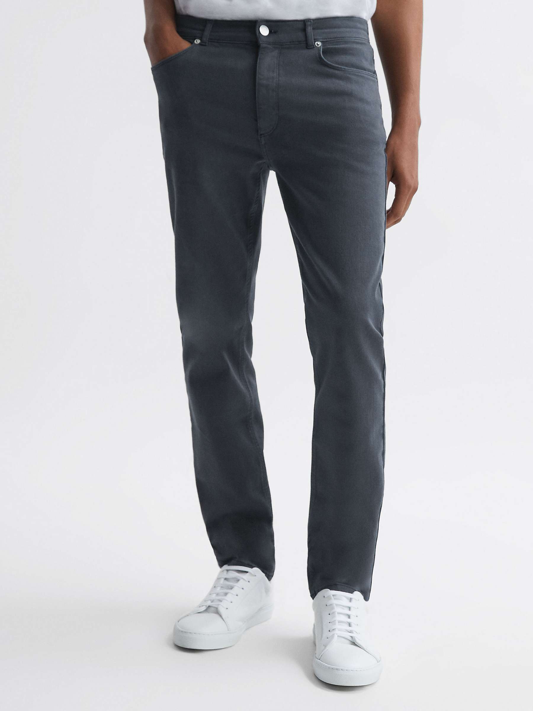 Reiss Dover Slim Fit Brushed Jeans, Blue at John Lewis & Partners