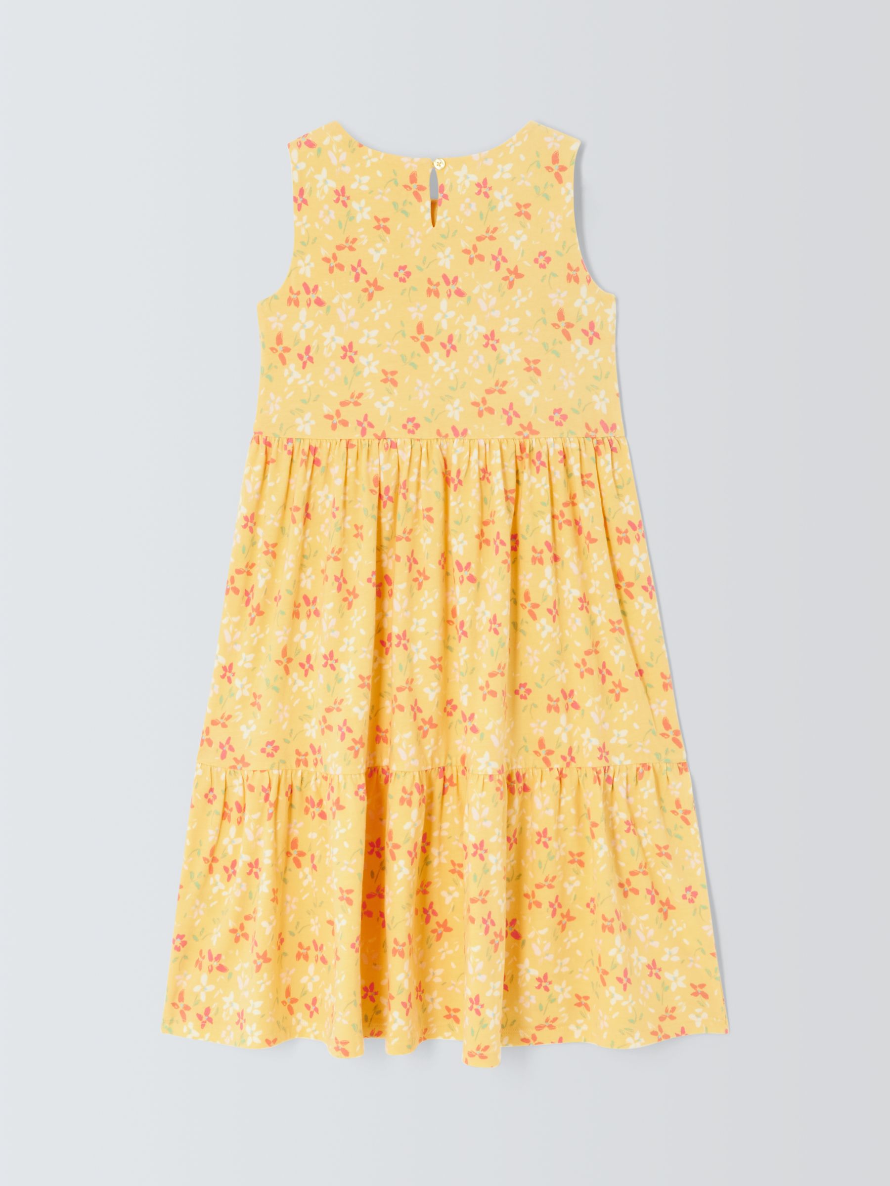 Buy John Lewis Kids' Floral Tiered Sleeveless Dress, Lemon Meringue Online at johnlewis.com
