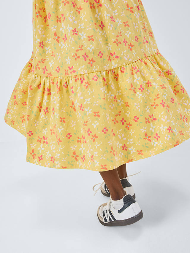 John Lewis Kids' Floral Tiered Sleeveless Dress, Lemon Meringue