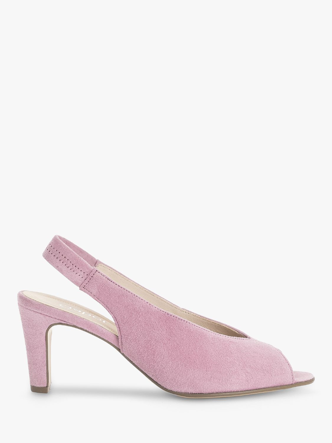 Gabor Eternity Suede Peep Toe Court Shoes, Soft Pink, 6.5