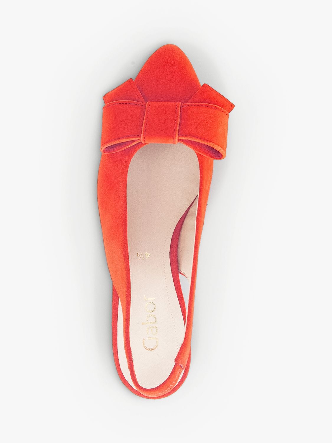 Gabor Monte Carlo Suede Large Bow Detail Slingback Shoes, Pumpkin, 8