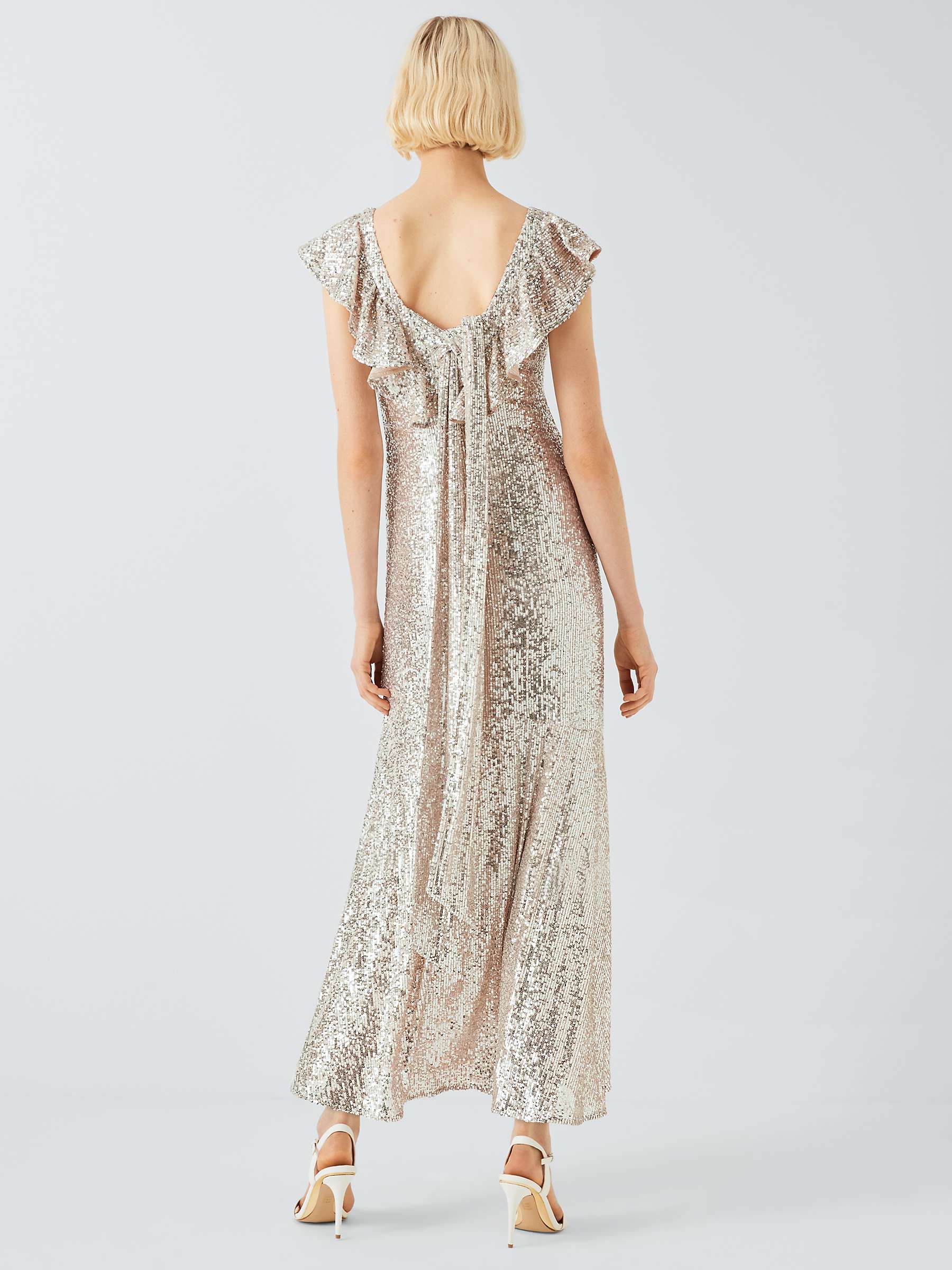 Buy Olivia Rubin Rex Sequin Ruffle Midi Dress, Silver Online at johnlewis.com