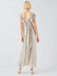 Olivia Rubin Rex Sequin Ruffle Midi Dress, Silver, Silver