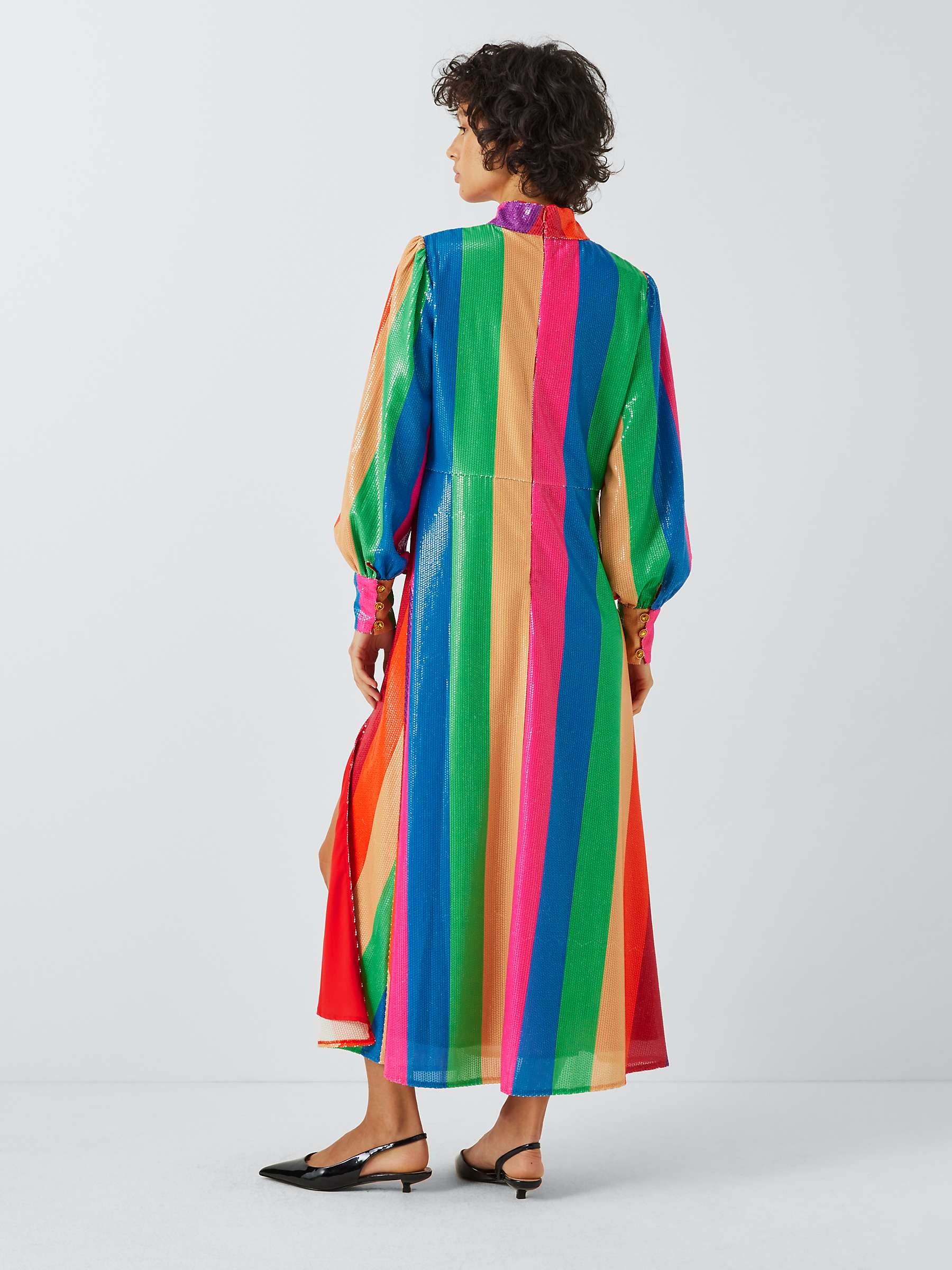 Buy Olivia Rubin Maddie Rainbow Stripe Sequin Midi Dress, Multi Online at johnlewis.com