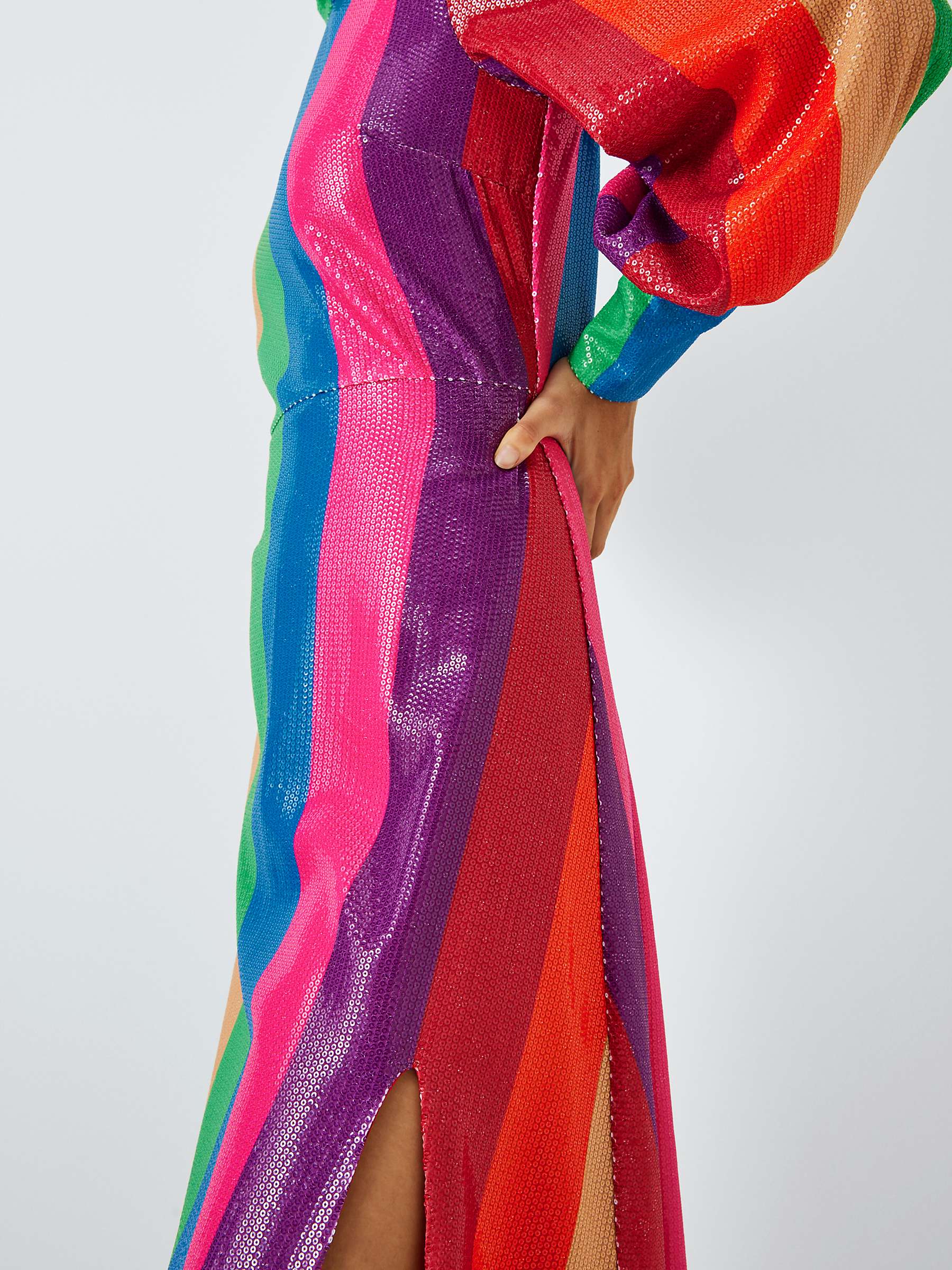 Buy Olivia Rubin Maddie Rainbow Stripe Sequin Midi Dress, Multi Online at johnlewis.com