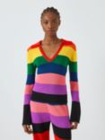 Olivia Rubin Jordan Rainbow Stripe Shimmer Jumper, Multi