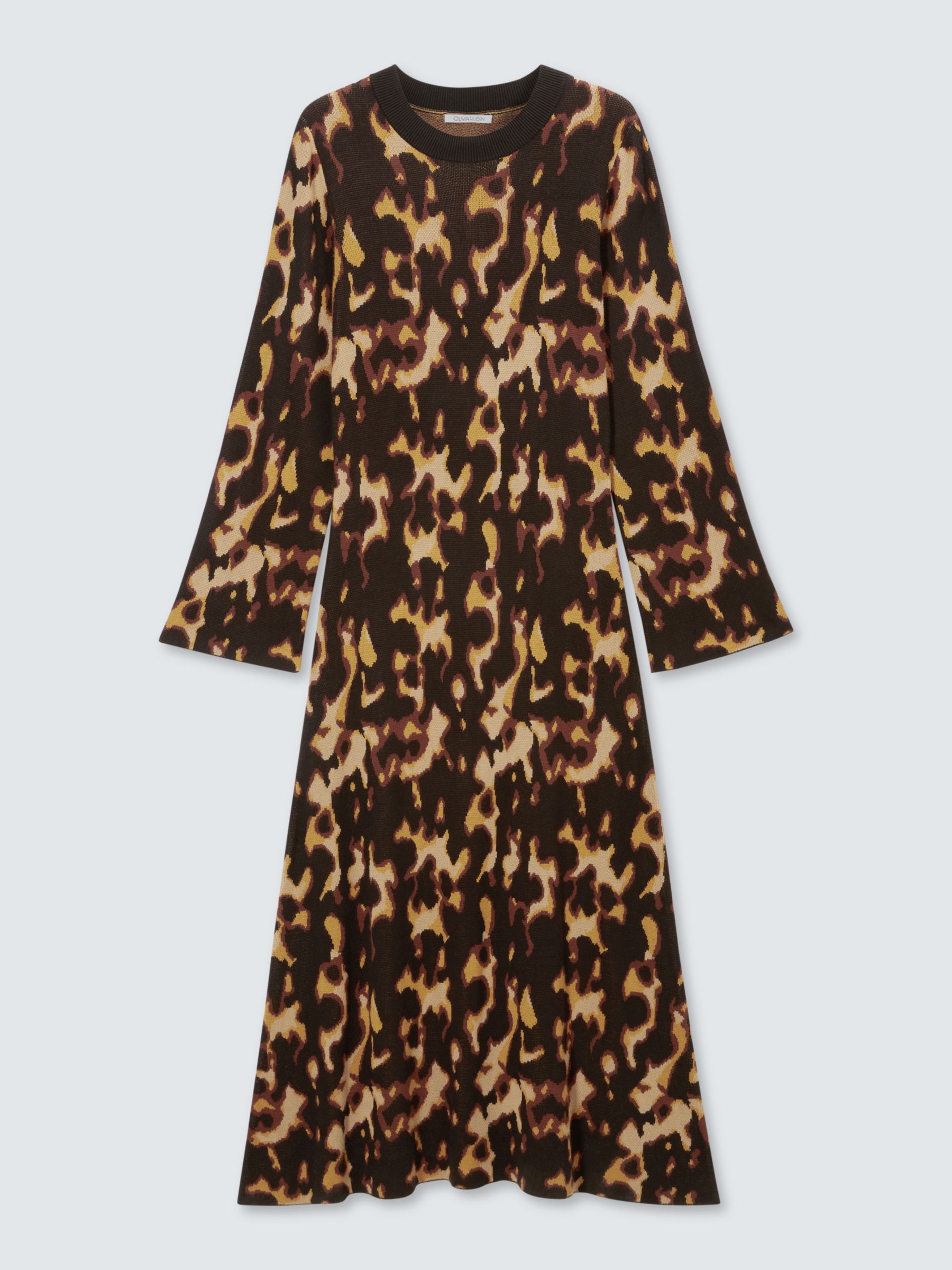 Olivia Rubin Kyra Tortoiseshell Knitted Maxi Dress, Brown £240.00