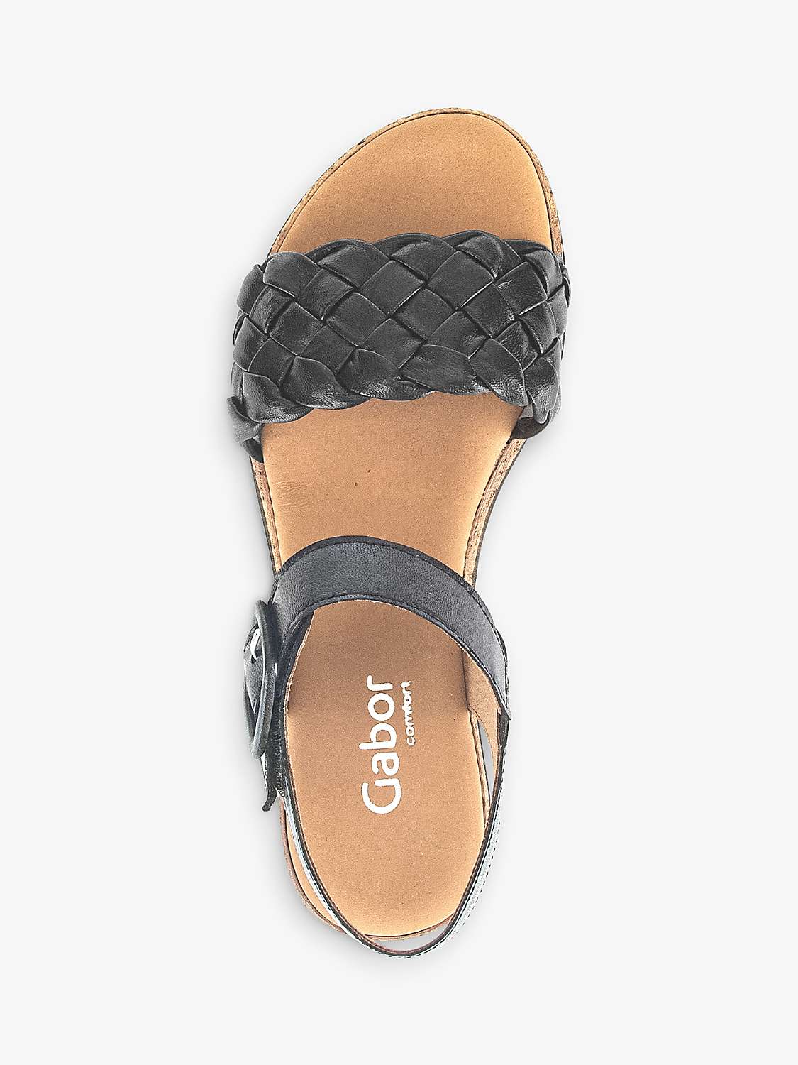 Buy Gabor Sidcot Wide Fit Woven Detail Heeled Sandals, Black Online at johnlewis.com