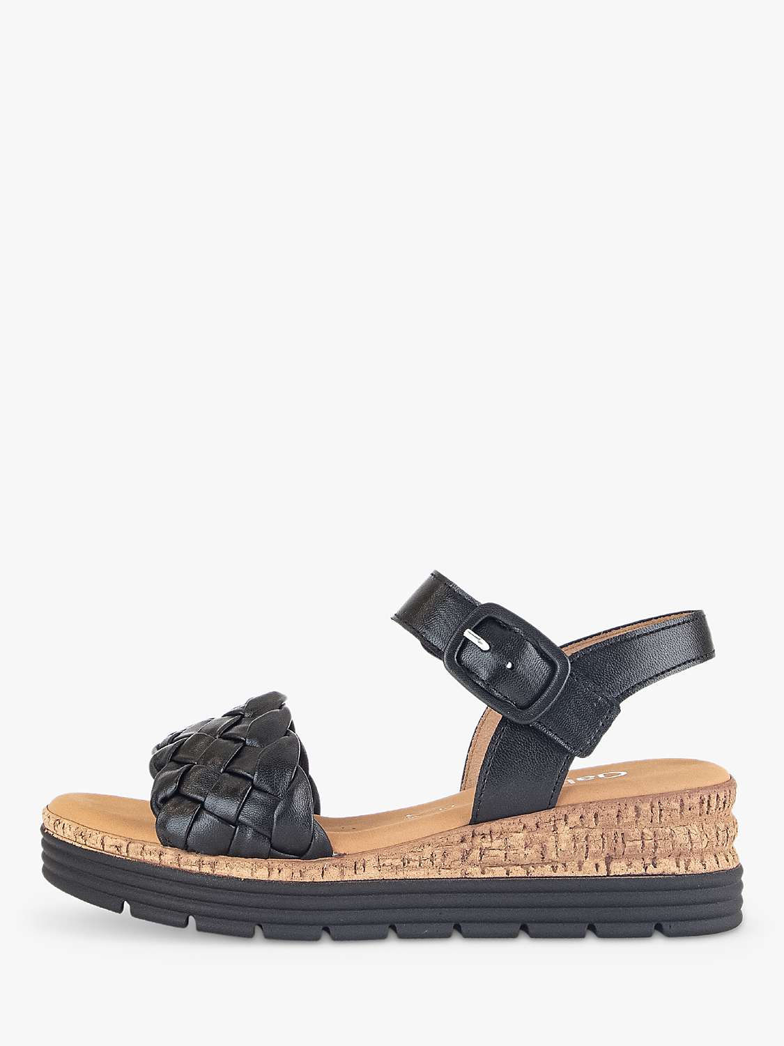Buy Gabor Sidcot Wide Fit Woven Detail Heeled Sandals, Black Online at johnlewis.com